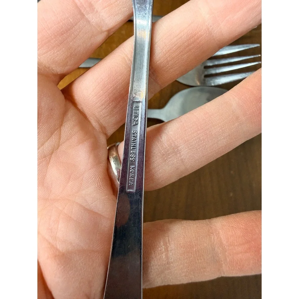 Richfield Utica Flatware Set 9pc Richfield Stainless Korea Vintage Geometric
